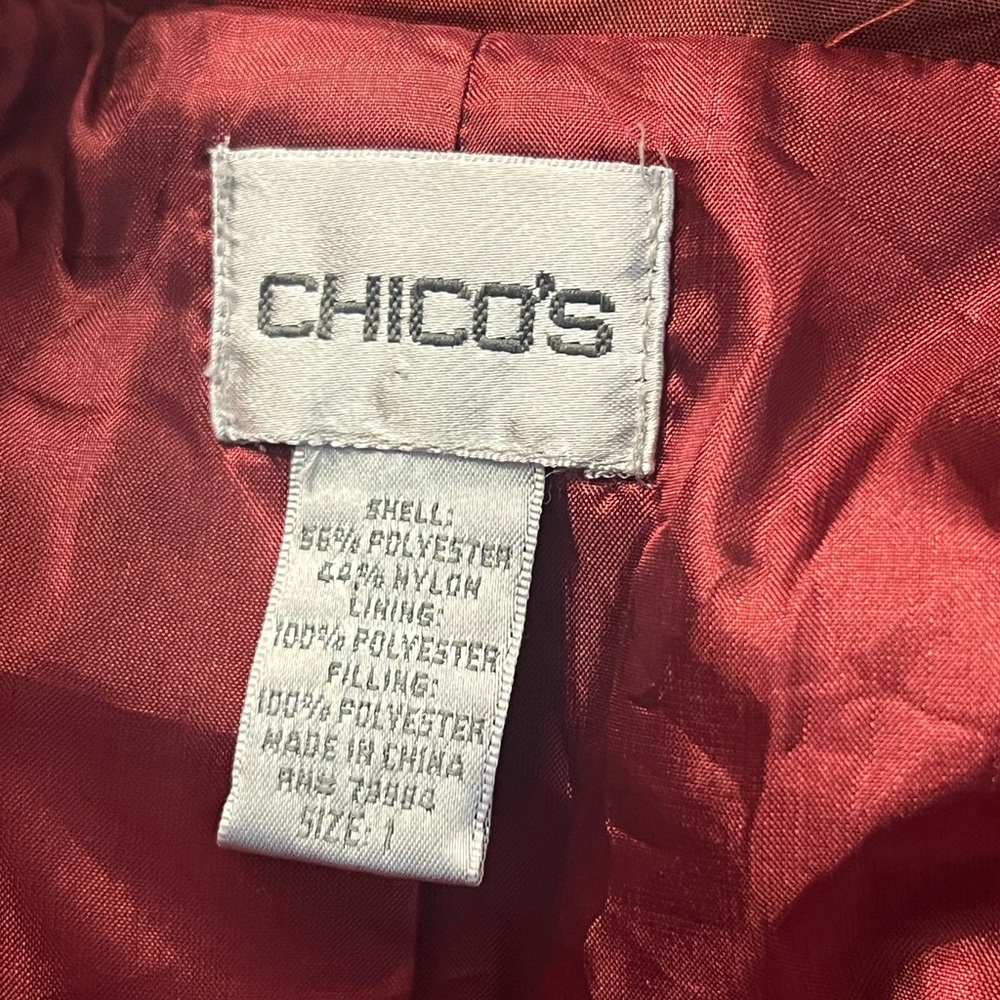 Chico's Red Shimmer Zip-Up Jacket Size M - Picture 7 of 7